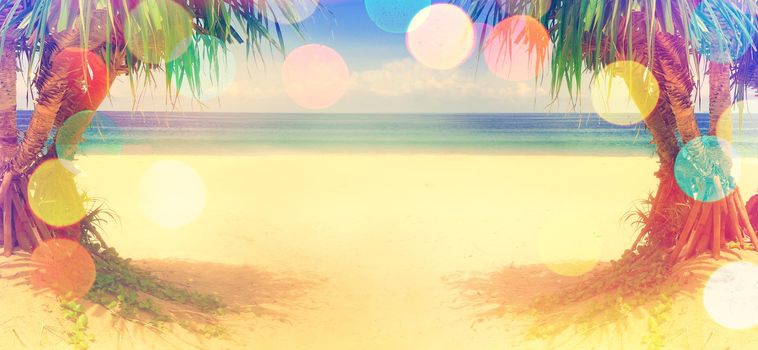 Beach and palm tree.Travel and vacation concept background