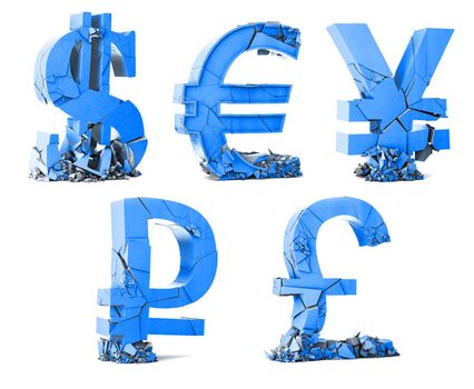 concept of bank and finance and bankruptcy.Depreciation of world currencies