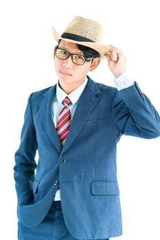 Young asian business men portrait in suit over white background