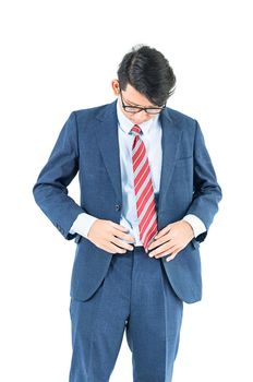 Young business men portrait in suit over white background