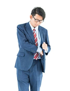 Young business men portrait in suit over white background