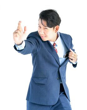 Young asian business men portrait in suit isolated over white background