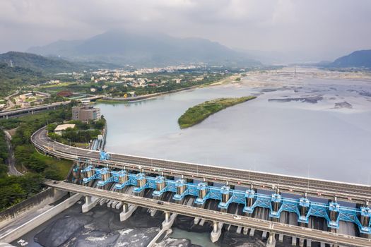 landmark of Jiji weir, the management center of Zhuo-Shui river water at Jiji town, Nantou, Taiwan