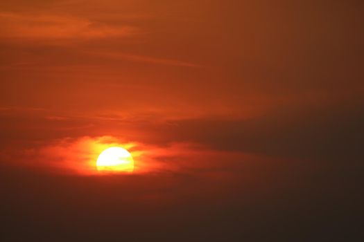 sunset back on silhouette dark red orange evening cloud on the sky