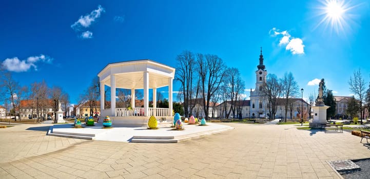 Town of Bjelovar central square springtime panoramic view, Bilogora region of northern Croatia