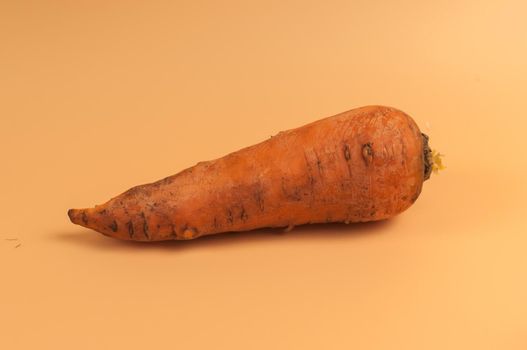 organic carrot in the mud on beige background,not peeled sweet carrots on the surface, young carrots from the garden in minimalist style, vitamins, vegetarian food, healthy eating concept.Copy space.