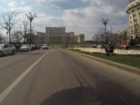 Changes and complications caused by coronavirus epidemy, world without crowds, virus empties streets. No traffic jam, no pollution, empty streets in downtown Bucharest, Romania, 2020