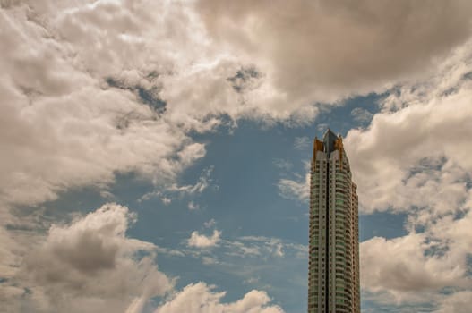 Bangkok, Thailand - 21 Jul 2019 : Afternoon view of Bangkok with skyscrapers in the city There is a backdrop of beautiful sky and clouds.
