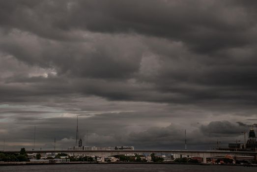 Nonthaburi, Thailand - 21 Jul 2019 : Rama 5 Bridge is the 14th Bridge over the Chao Phraya River in Bangkok and its vicinity Connecting between Suan Yai Subdistrict With Bang Phai Subdistrict Mueang Nonthaburi.