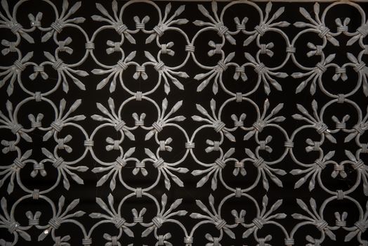 beautiful decorative metal elements forged wrought iron gates. copy space.
