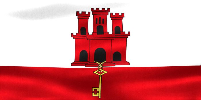 Gibraltar flag - realistic waving fabric flag