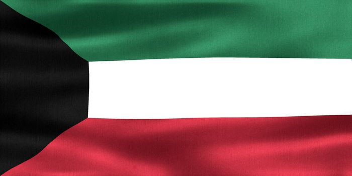 Kuwait flag - realistic waving fabric flag