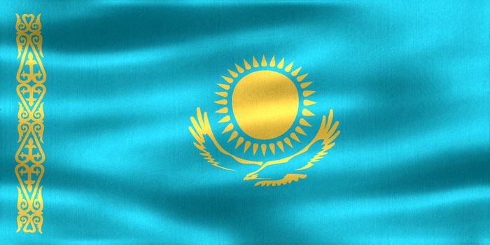 Kazakhstan flag - realistic waving fabric flag