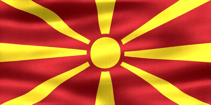 North Macedonia flag - realistic waving fabric flag