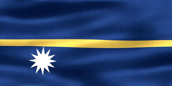 Nauru flag - realistic waving fabric flag