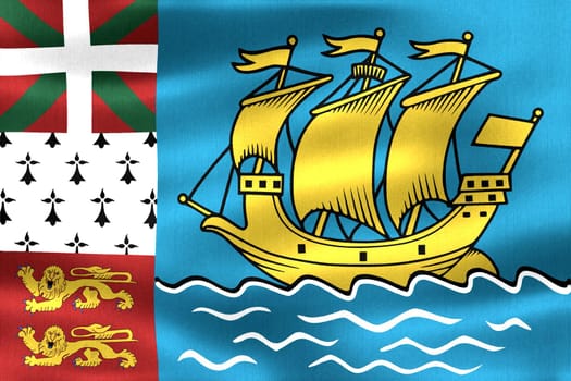 Saint Pierre and Miquelon flag - realistic waving fabric flag
