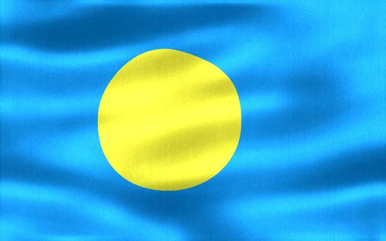 Palau flag - realistic waving fabric flag