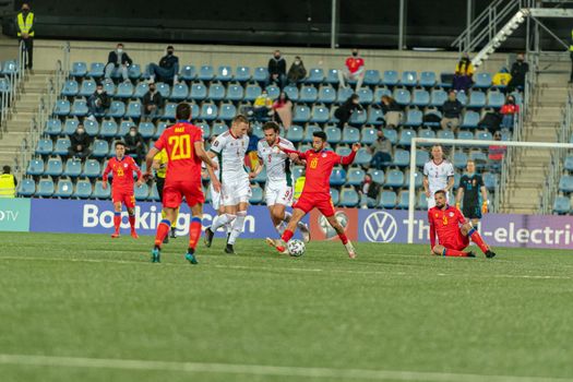 Andorra La Vella, Andorra : 2021 March 31  : Players in action  in the Qatar 2022 World Cup Qualifying match Andorra vs Hungary