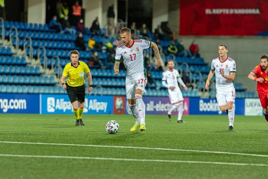 Andorra La Vella, Andorra : 2021 March 31 : R. Varga HUN in action  in the Qatar 2022 World Cup Qualifying match Andorra vs Hungary