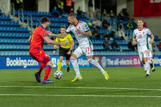 Andorra La Vella, Andorra : 2021 March 31 : R. Varga HUN in action  in the Qatar 2022 World Cup Qualifying match Andorra vs Hungary