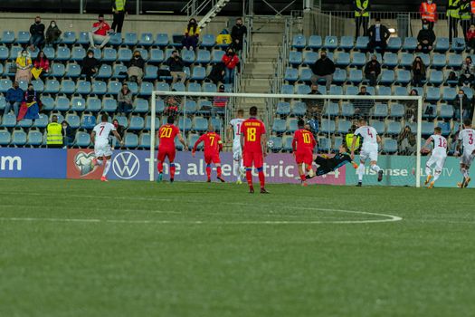 Andorra La Vella, Andorra : 2021 March 31 : Marc Puyol AND scoring a goal in action  in the Qatar 2022 World Cup Qualifying match Andorra vs Hungary