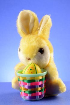 A plush yellow Easter Bunny for the holiday season.