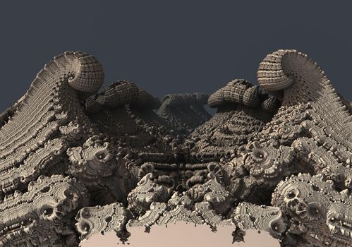 Picture of three-dimensional mountain fractals in motion