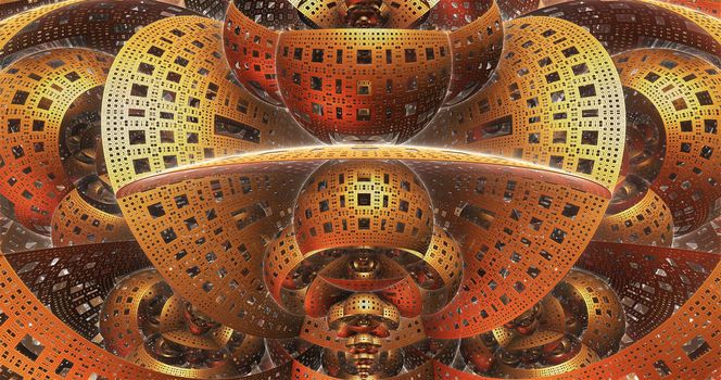 Picture of three-dimensional spaceship fractals in motion