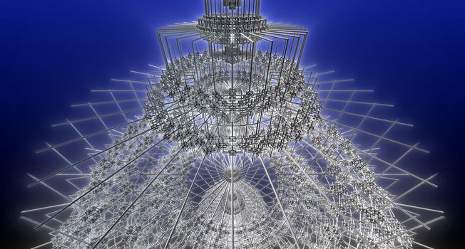 Picture of three-dimensional spaceship fractals in motion