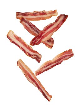 Raw bacon isolated on white background