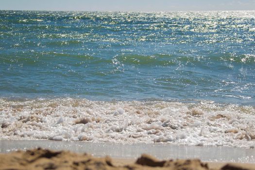 Seascape with clouds in the sky with waves