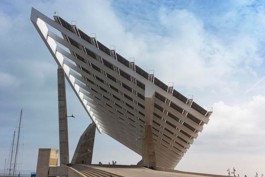 Solar panels located in the port of Barcelona, spain