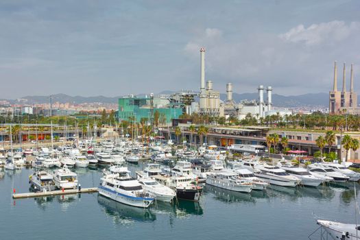 Maritime port in a Mediterranean port in Barcelona, Spain