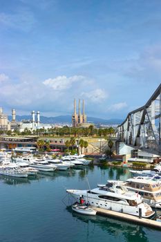 Maritime port in a Mediterranean port in Barcelona, Spain