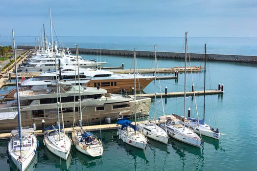 Maritime port in a Mediterranean port in Barcelona, Spain