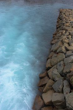 Wastewater outlet from the thermal power plant to a river in Barcelona, Spain