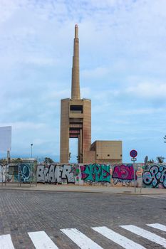 Old disused thermal power plant for the production of electric energy in Barcelona