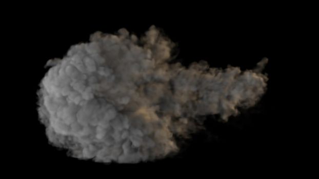 Very detailed smoke trail of a cannon, gun or tank shot.