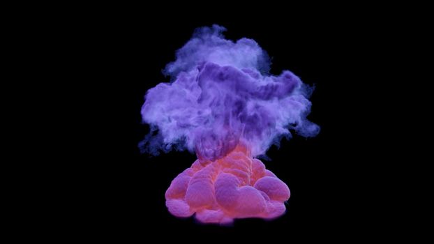 Multicolored nuke smoke. Color abstract effect of swirling smoke.