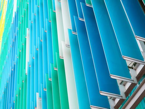 acrylic plastic sheet interior slope bottom yellow blue aqua colorful pattern of concept design