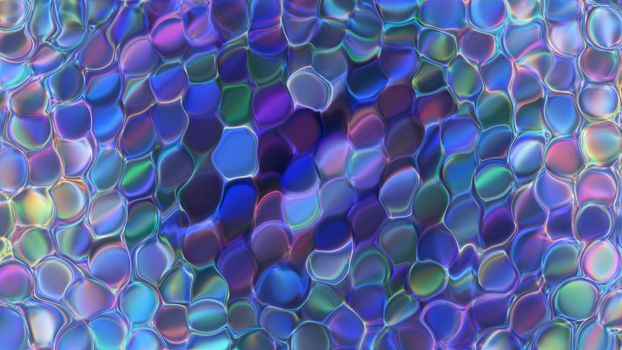 Abstract neon blue background with bubble texture. 3d image, 3d rendering