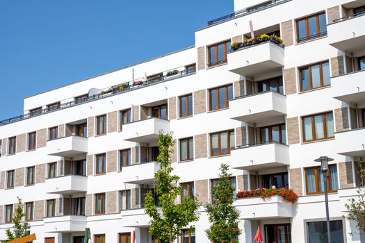 Modern multi-family apartment buildings in Berlin, Germany