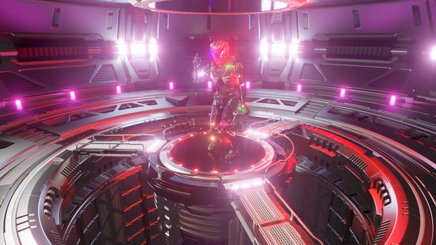 Beautiful cyber girl dancing and moving in neon cyber club. Sci-Fi futuristic cyber dance VJ for background and titles. Dancing in the neon cyberspace.