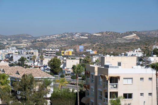 View of Limassol at sunrise. Sunrise in Limassol. Cyprus. The ancient Greek city from above.