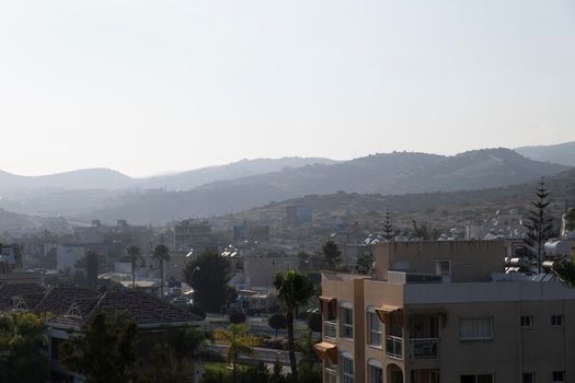 View of Limassol at sunrise. Sunrise in Limassol. Cyprus. The ancient Greek city from above.