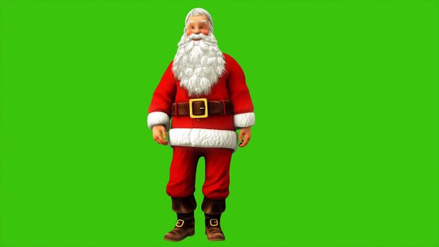 Santa claus dancing on green screen during Christmas.