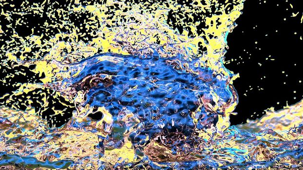 Colored liquid in slow motion. Close up view.