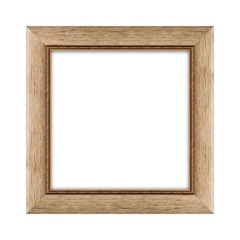 wooden frame for picture or photo, frame for a mirror isolated on white background. With clipping path