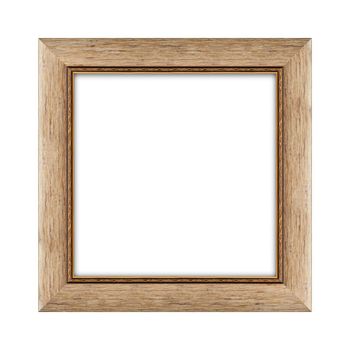 wooden frame for picture or photo, frame for a mirror isolated on white background. With clipping path