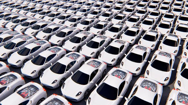 White sports cars in sunny weather.